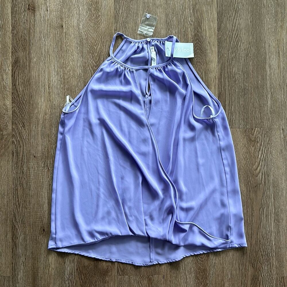 NWT Lush High Neck Keyhole Tank Top Lavender Medium Faux Wrap